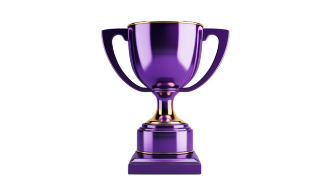 Elegant Purple Trophy Award on transparent  Background Achievement Success