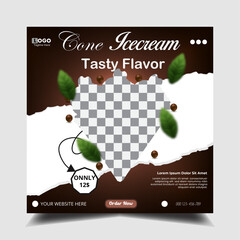 sweet dairy chocolate cone ice cream social delicious food vanilla advertisement template