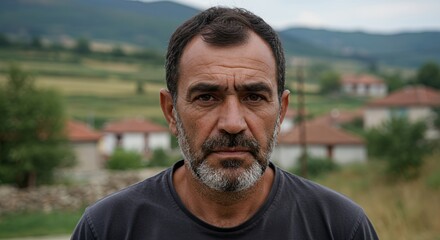 Portrait of a Man in a Rural Village