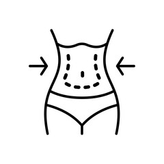 Editable stroke line icon for liposuction plastic surgery isolated on flat vector illustration with transparent background