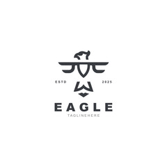Eagle Logo minimalist style design template. Falcon Logotype Emblem identity