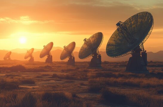 Satellite dish array in a desert a