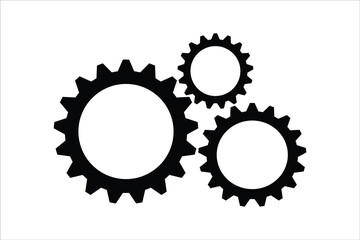 Black and White Gears Vector Illustration Depicting Mechanical Processes and Engineering