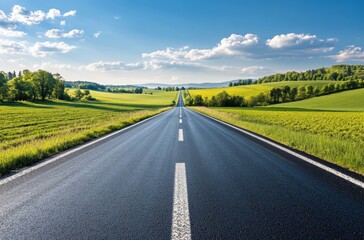 Fototapeta premium Self-healing asphalt road in rural area