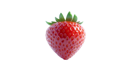 Closeup of a fresh strawberry on green and white checkered tablecloth, summer delight