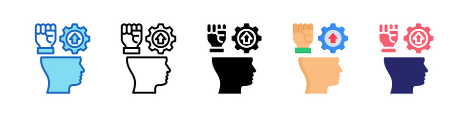 Self Motivation Multiple Style Icon Set Collection.