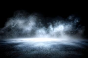 A mystical foggy atmosphere with ethereal effects creating a sense of tranquility and mystery in a dark background.