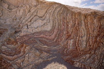 Beautiful mountains with red soil in Khizi. Azerbaijan.