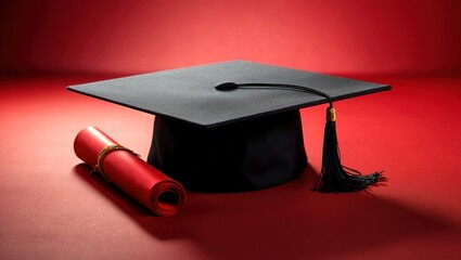 Graduate Diploma Red Background Design Concept
