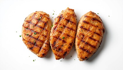 Grilled Chicken Breast Slices - Top View Closeup