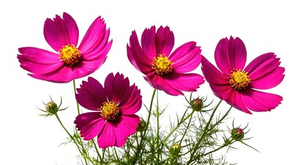 Isolated Cosmos Blossoms - Pink Magenta Summer Floral Design