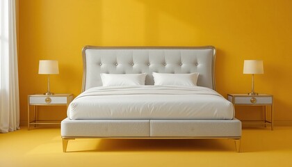 Modern Silver and Gold Bed Frame with Headboard and Base