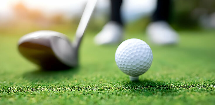 Close-up of a golf ball on the green, ready for a perfect shot, highlighting the excitement of the game.