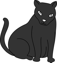 black cat sitting vector icon for witchcraft, halloween decorations, spellbook or occult magic illustrations