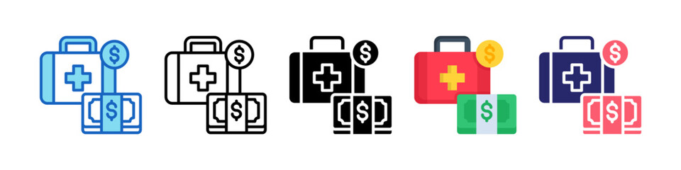 Emergency Fund Multiple Style Icon Set Collection.