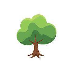 Vector Tree with Layered Green Canopy
