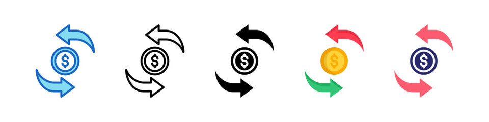 Transaction Multiple Style Icon Set Collection.