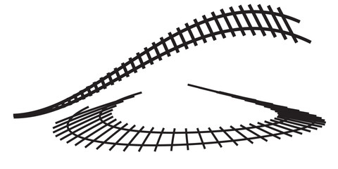 Railway Tracks, Railway Symbols, Railway Signs, Railway Pictograms, Railway Silhouettes. eps 10