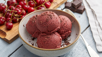 Cherry ice cream scoops