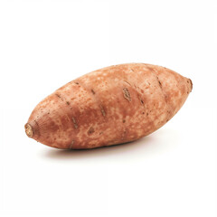 Fresh sweet potato displays its vibrant skin isolated against a white seamless backdrop