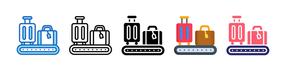 Baggage Claim Multiple Style Icon Set Collection.