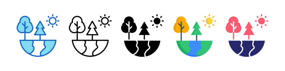 Eco Tourism Multiple Style Icon Set Collection.