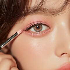 Soft Pink Eye Makeup Look featuring a delicate brush application