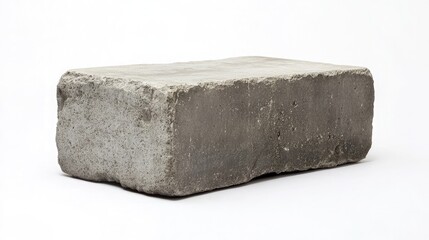 Large Concrete Block on a White Background, Isolated