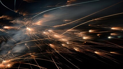 Explosive Energy: A captivating display of energy, with golden sparks streaking across a dark expanse, creating a sense of dynamism and power. 