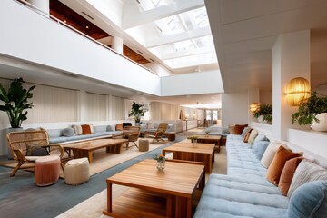 Inviting lounge area featuring soft cushions, modern design lines, and contemporary decor touches.