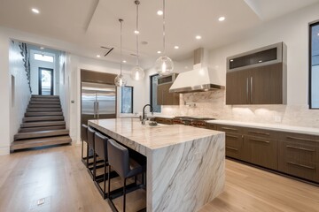Stylish kitchen with a central island, sleek cabinetry, and clean lines creating an open feel.