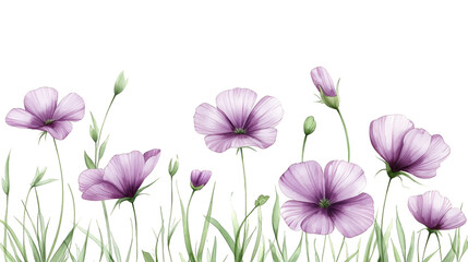 Fototapeta premium Striking purple flowers on a black background, vibrant floral display vivid