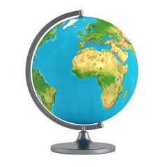 High Resolution 3D Render of Earth Globe Isolated on White Background