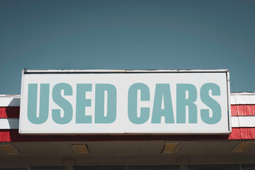 Aged retro used cars sign