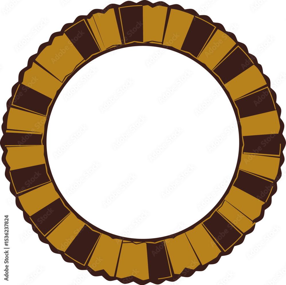 Poster brown and gold circle frame vector graphic design element decorative border illustration for templat