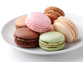 Delicious Plate of Macarons Isolated on a white Background or transparent, png cut out 16882732 1