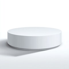 White circular pedestal on white background