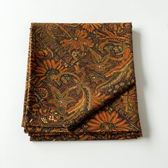 Elegant Brown and Gold Floral Patterned Fabric, Tablecloth or Textile