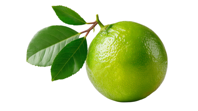 Juicy green lime with leaf, a vibrant still life capturing the essence of nature's freshness
