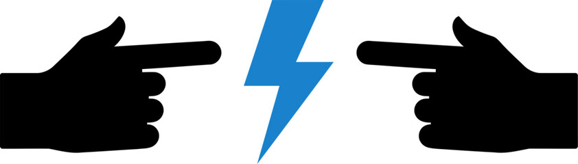 Obraz premium Hands pointing at lightning bolt energy power concept idea illustration vector graphic design element editable stock vector illustration