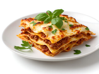 Delicious Plate of Lasagna with Tomato Sauce Isolated on a white Background or transparent, png cut out 33513415 1