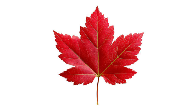 Vibrant red leaf against a lush green background, stunning contrast of nature's colors
