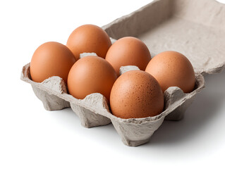 Carton of Brown Eggs Isolated on a white Background or transparent, png cut out 76644033 1