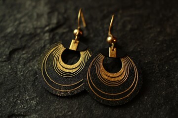 Elegant arcs in gold layered over obsidian black