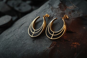 Elegant arcs in gold layered over obsidian black