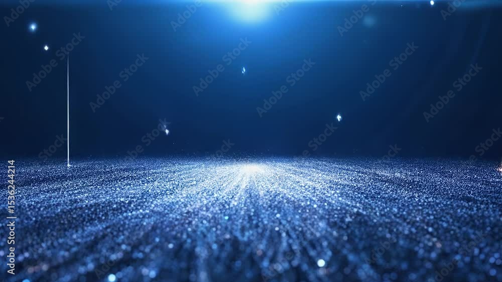 Poster abstract blue falling light particles background for visual effects or motion graphics
