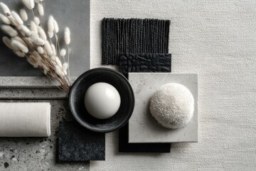 Elegant monochrome palette with textured materials