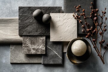 Elegant monochrome palette with textured materials