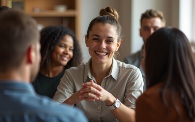 A support group member receiving encouragement and uplifting words from their peers. High quality