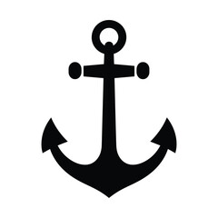 Classic Black Anchor Silhouette, Nautical Symbol of Stability and Hope